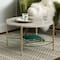 Faux White Marble, Glass & Gold Modern Round Coffee Table